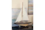 21 Inch Beige Wood Sail Boat Sculpture With Lifelike Rigging - Room