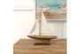 21 Inch Beige Wood Sail Boat Sculpture With Lifelike Rigging - Room