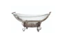 23 Inch Clear Tempered Glass Kitchen Serving Bowl With Brown Metal Scroll Base - Signature