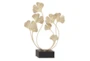 22 Inch Gold Metal Curved Floral Sculpture - Signature