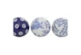 3 Inch Blue Ceramic Traditional Orbs & Vase Filler With Varying Patterns Set Of 6 - Detail