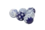 3 Inch Blue Ceramic Traditional Orbs & Vase Filler With Varying Patterns Set Of 6 - Front