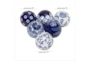 3 Inch Blue Ceramic Traditional Orbs & Vase Filler With Varying Patterns Set Of 6 - Front