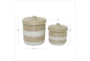 13 + 17 Inch Brown Seagrass Handmade Two Toned Storage Basket With Matching Lids Set Of 2 - Front