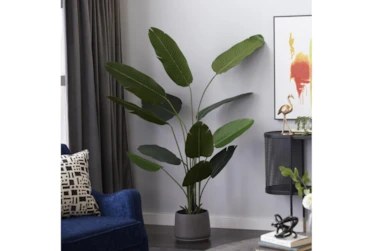 70 Inch Green Bird Of Paradise Artificial Tree With Black Plastic Pot