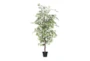 73 Inch Green Ficus Artificial Tree With Black Plastic Pot - Back