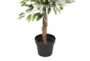 73 Inch Green Ficus Artificial Tree With Black Plastic Pot - Detail