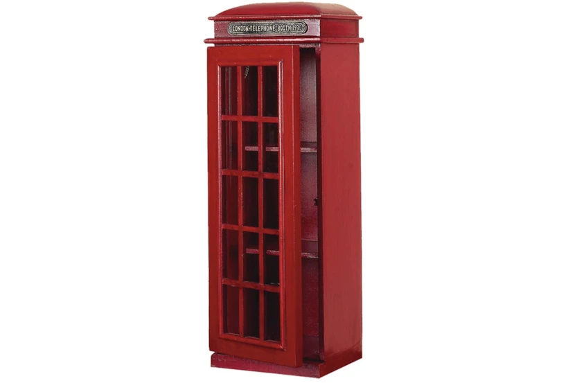 30 Inch Red Wood Telephone Booth Cd Holder - 360