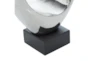 14 Inch Silver Porcelain Heart Abstract Sculpture With Black Base - Detail