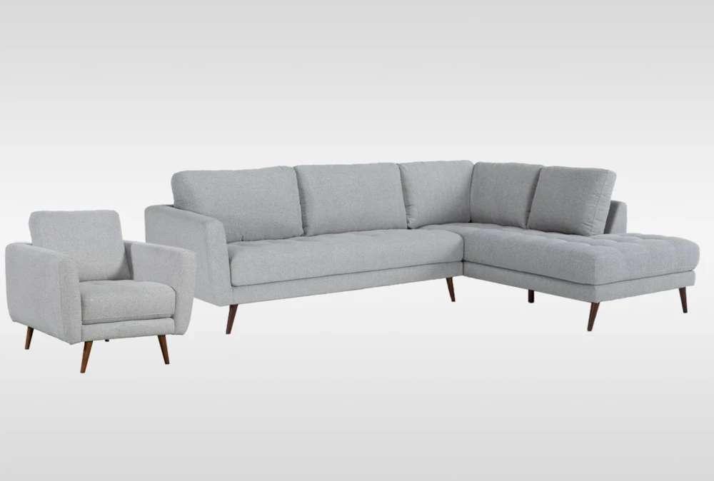 Ginger Grey 2 Piece Sleeper Sectional with Right Arm Facing Corner Chaise & Chair