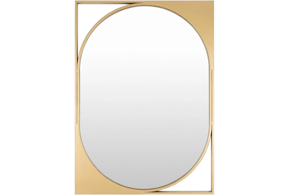 26X36 Gold Metal Oval On Rectangle Wall Mirror
