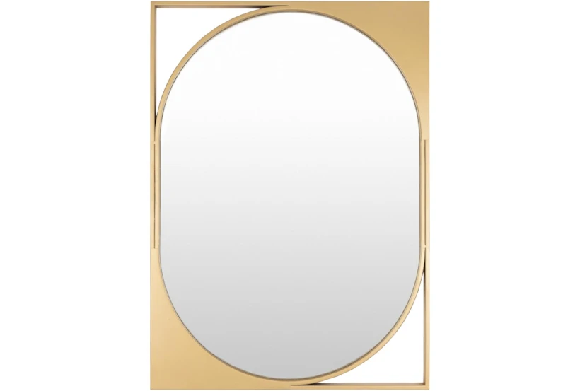 26X36 Gold Metal Oval On Rectangle Wall Mirror - 360