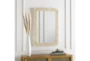 27X39 Natural + White Chevron Inlay Rectangle Wall Mirror - Room
