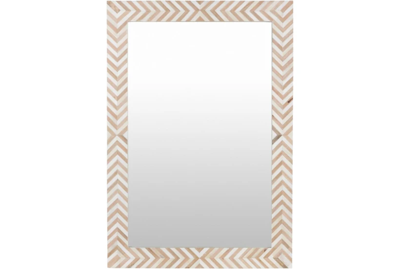 27X39 Natural + White Chevron Inlay Rectangle Wall Mirror - 360