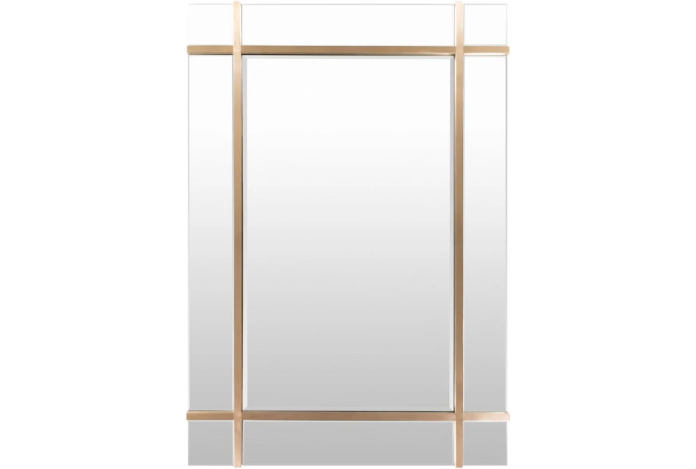 33X48 Gold Metal Grid Frameless Rectangle Wall Mirror