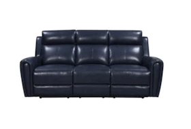 Thayer Blue Leather 82" Power Reclining Sofa With USB