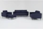 Ginger Denim Sofa, Loveseat, Chair & Ottoman Set - Signature