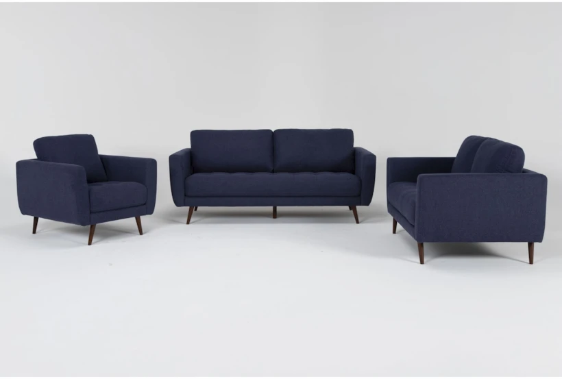 Ginger Denim Sofa, Loveseat & Chair Set - 360