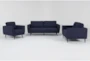 Ginger Denim Sofa, Loveseat & Chair Set - Signature