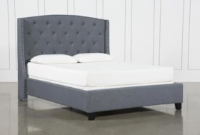 Farrah II Grey King Upholstered Panel Bed