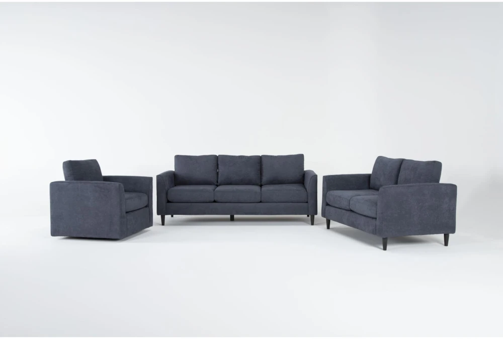 Ami Slate 3 Piece Sofa, Loveseat & Swivel Chair Set
