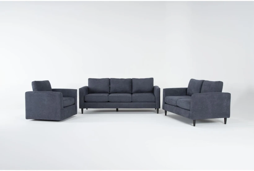 Ami Slate 3 Piece Sofa, Loveseat & Swivel Chair Set - 360