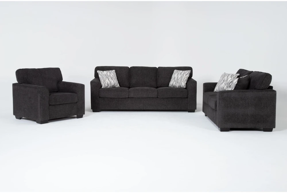 Shea Charcoal Sofa, Loveseat & Chair Set