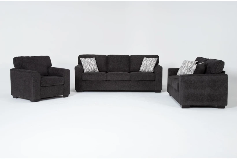 Shea Charcoal Sofa, Loveseat & Chair Set - 360