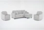 Stark Light Grey Sofa withReversible Chaise & 2 Light Grey Swivel Chairs - Signature