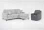Stark Light Grey Sofa with Reversible Chaise & Dark Grey Swivel Chair - Signature