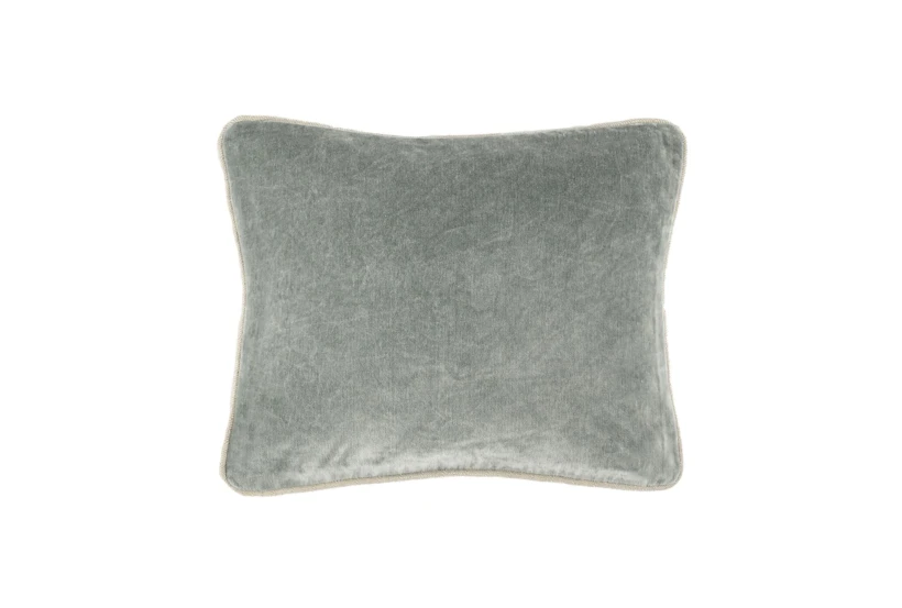 12X16 Moss Green Stonewashed Velvet Lumbar Throw Pillow - 360