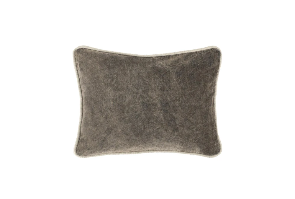 12X16 Steel Grey Stonewashed Velvet Lumbar Throw Pillow