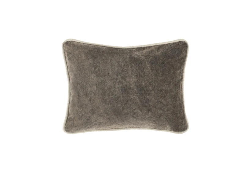 12X16 Steel Grey Stonewashed Velvet Lumbar Throw Pillow - 360