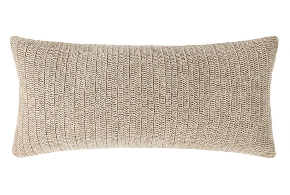 16X36 Natural Knit Linen Lumbar Throw Pillow