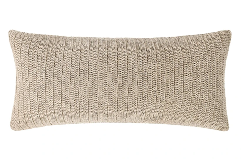 16X36 Natural Knit Linen Lumbar Throw Pillow - 360