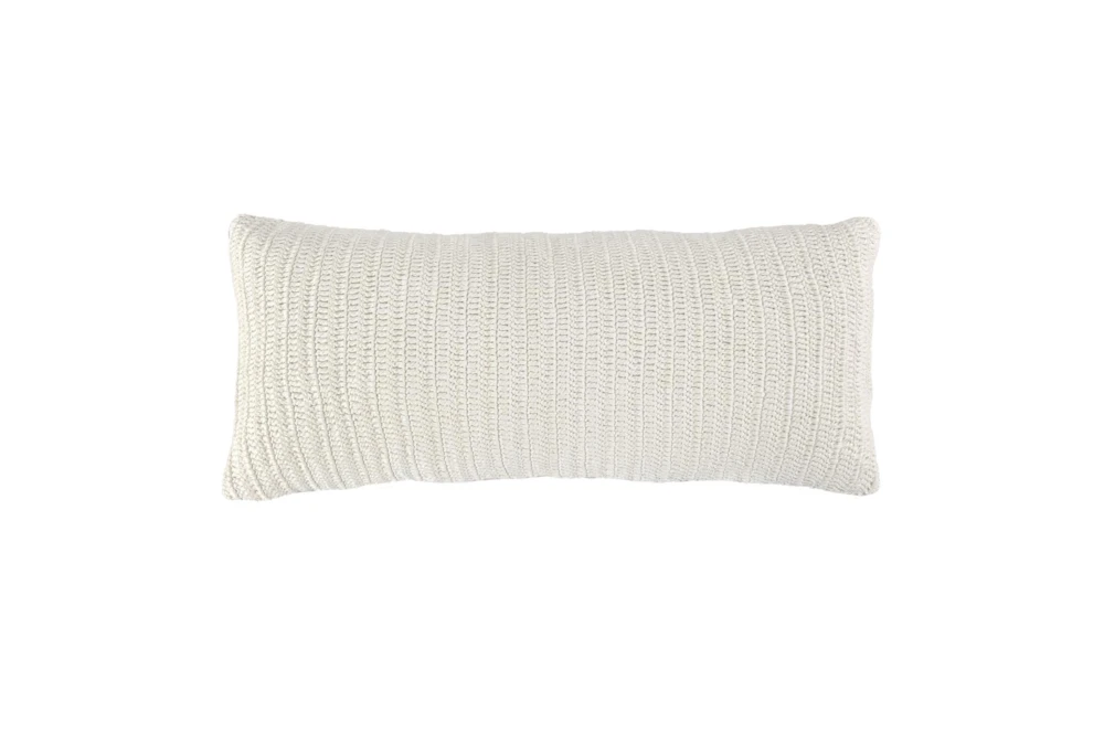16X36 Ivory Knit Linen Lumbar Throw Pillow