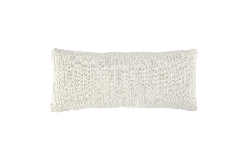 16X36 Ivory Knit Linen Lumbar Throw Pillow - 360