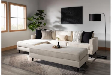 Calais Vanilla 112" 2 Piece Sectional With Left Arm Facing Chaise & Cocktail Ottoman