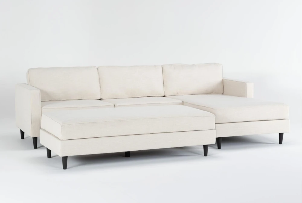 Calais Vanilla 112" 2 Piece Sectional with Right Arm Facing Chaise & Cocktail Ottoman
