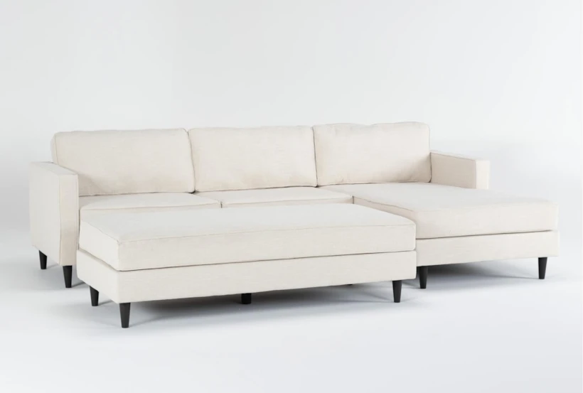 Calais Vanilla 112" 2 Piece Sectional with Right Arm Facing Chaise & Cocktail Ottoman - 360