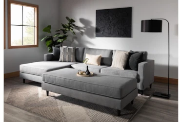 Calais Gravel 112" 2 Piece Sectional With Left Arm Facing Chaise & Cocktail Ottoman