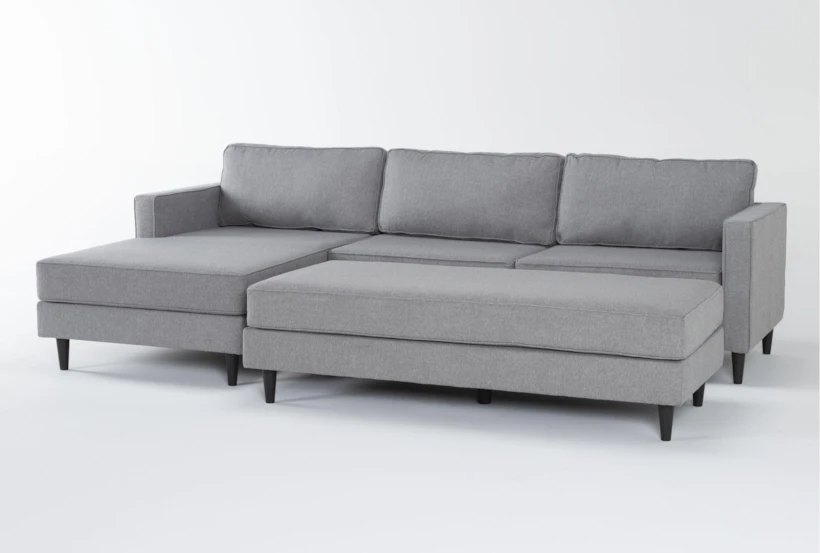 Calais Gravel 112" 2 Piece Sectional With Left Arm Facing Chaise & Cocktail Ottoman - 360