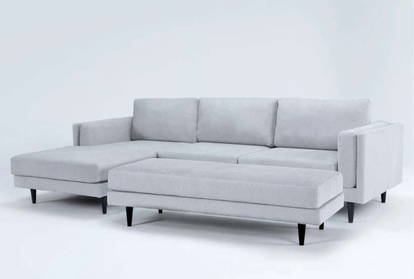 Aries Seal 117" 2 Piece Sectional with Left Arm Facing Chaise & Cocktail Ottoman - 360