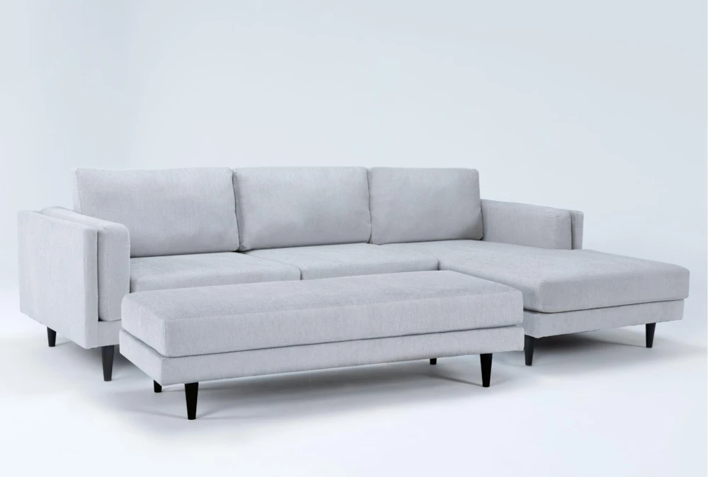 Aries Seal 117" 2 Piece Sectional with Right Arm Facing Chaise & Cocktail Ottoman