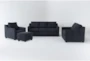 Porthos Midnight Blue 4 Piece Sofa, Loveseat, Chair & Storage Ottoman Set - Signature