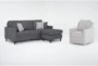 Stark Dark Grey Sofa with Reversible Chaise & Light Grey Swivel Chair - Signature
