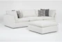 Weekend White Performance Fabric 4 Piece Modular Sectional with 2 Corners, 1 Armless Chairs & Ottoman - Side