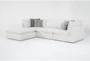 Weekend White Performance Fabric 4 Piece Modular Sectional with 2 Corners, 1 Armless Chairs & Ottoman - Side