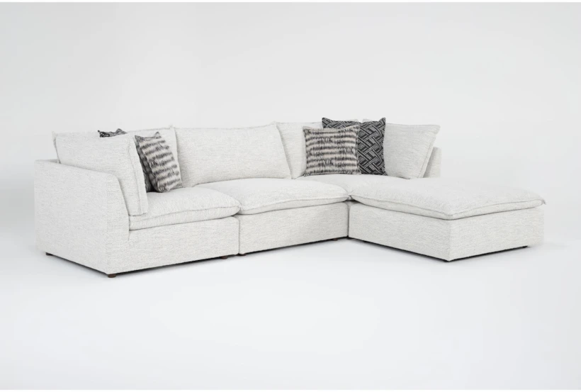 Weekend White Performance Fabric 4 Piece Modular Sectional with 2 Corners, 1 Armless Chairs & Ottoman - 360
