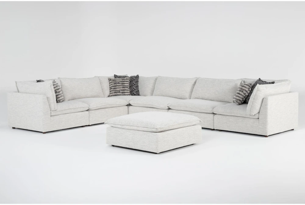 Weekend 7 Piece Modular Sectional with 3 Corners, 3 Armless Chairs & Ottoman